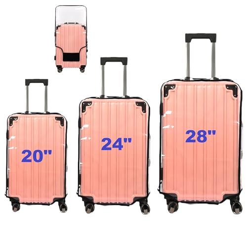 FABULWAY Clear PVC Suitcase Cover Protectors Transparent Luggage Covers Waterproof Wheeled Suitcase Dust Cover Dustproof Travel Luggage Sleeve Protector 3PCS (Thickened)