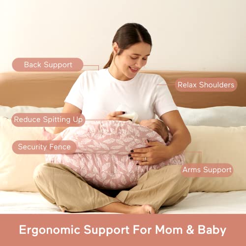 Momcozy Original Nursing Pillow And Positioner - Plus Size Feeding Pillow | Breastfeeding, Bottle Feeding, Baby Support | With Adjustable Waist Strap And Removable Cotton Cover, Pink #TOP1