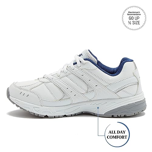 Avia Verge Womens Sneakers - Tennis, Court, Cross Training, Or Pickleball Shoes For Women, 10.5 Medium, White/Blue/Silver #TOP4