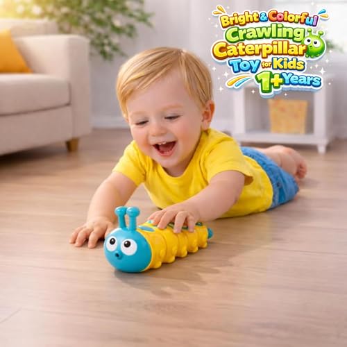 Image of GRAPHENE Press n Go Caterpillar Toy for Kids Boy Girl No Battery Crawling Friction Toys Babies Push n Go Activity Learning Toy for Toddlers 1-3 Years