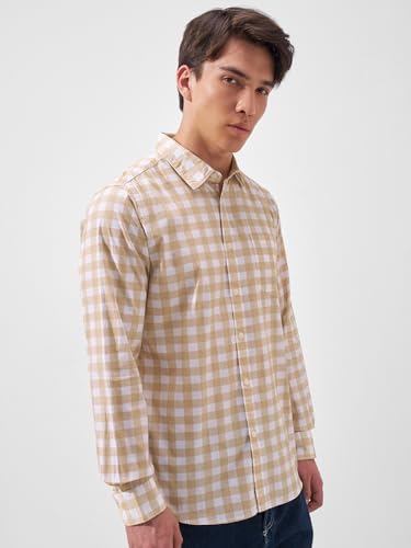 Image of Highlander Men's Slim Fit Checks Shirt | Full Sleeves | Regular Collar | Casual Shirts for Men