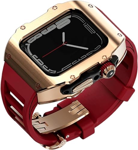 Correa de metal VELORE para Apple Watch de 45mm con goma resistente y diseño de Ágata