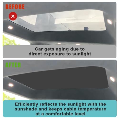 Image of BestEvMod Foldable Roof Sunshade Compatible with 2022-2025 2026 Rivian R1S Accessories Upgraded Heat Reflective Tech Accessories Sunroof Reflective Sun Shade(Rear Only Black)