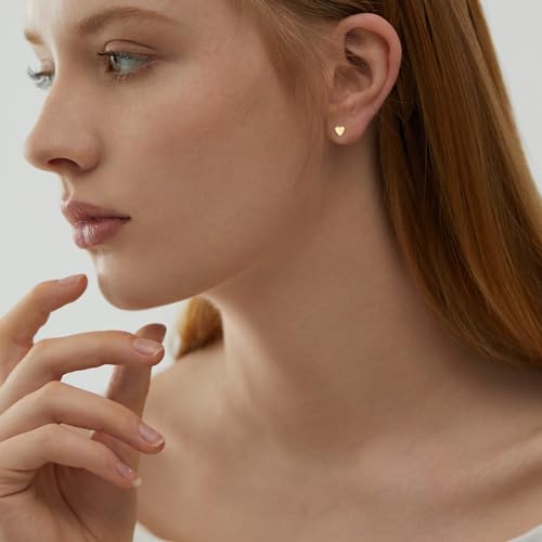 18K Gold Plated Sterling Silver Star, Heart | Screw Back Dainty Stud Earrings3