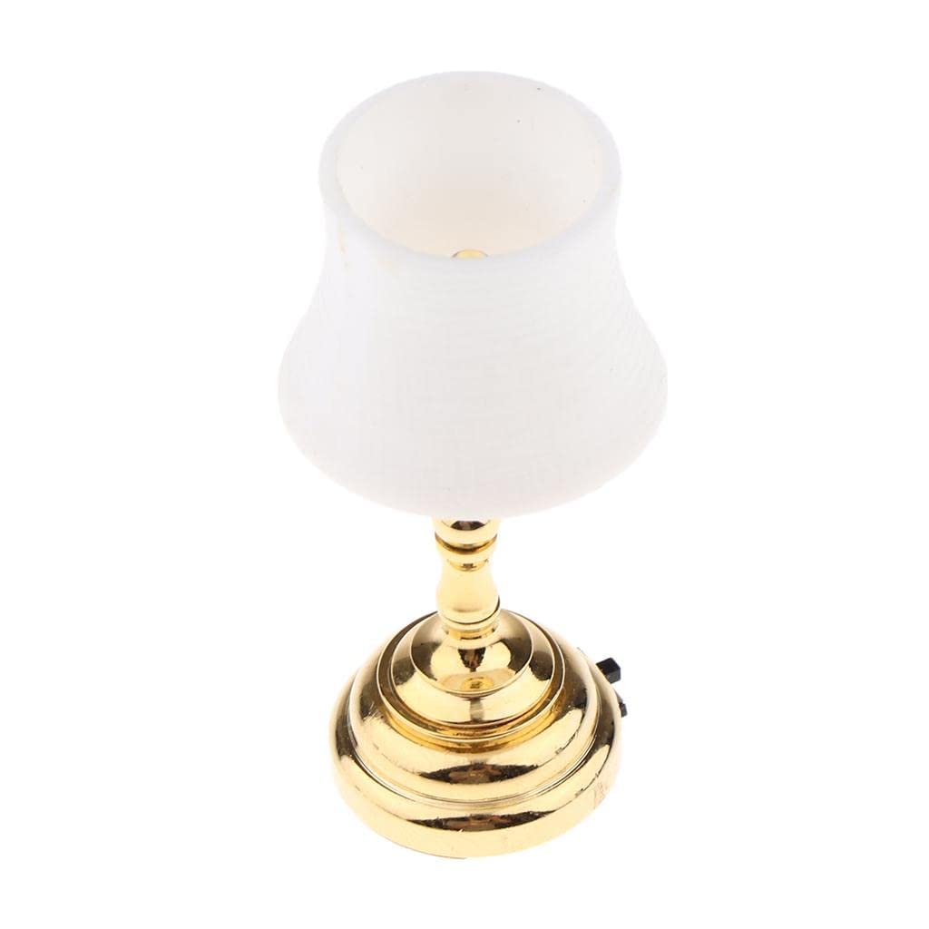 zalati Desk Lamp Table Light Miniatures Battery Operated W/Lampshade 1:12 for Dollhouse Decor