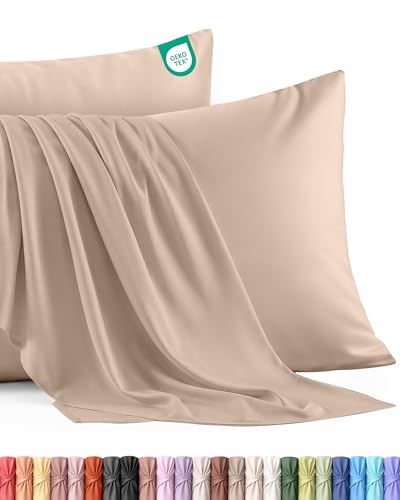 Image of Utopia Bedding 2 Pack Pillow Cases OEKO-TEX Standard Size 50x75 cm 100% Brushed Microfiber Housewife Pillowcases with Envelope Closure, pillows not included, Wrinkle, Fade, & Stain Resistant - Beige