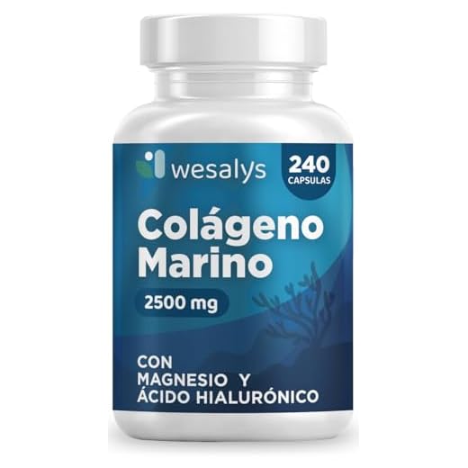 Colágeno Marino Hidrolizado 2500mg con Magnesio y Ácido Hialurónico | 240 Cápsulas | con Vitamina C natural, para cartílagos, huesos y piel | Alta dosis, Péptidos de Colágeno Marino Puro
