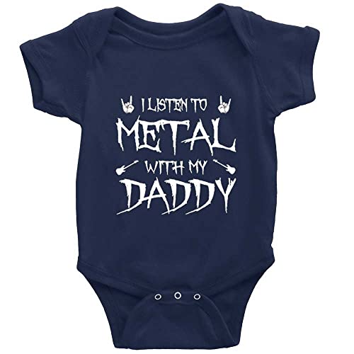 Image of SiYooca I Listen to Heavy Metal with My Daddy Infant Rompers Short Sleeve Baby Bodysuit