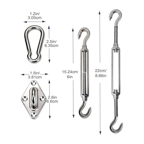 Kit de herrajes para toldo vela resistente retráctil que soluciona la flacidez en el patio 6