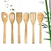 kuou 6 sztuk bambusowy drewniany zestaw przyborów kuchennych, zestaw drewnianych przyborów kuchennych łatwy do czyszczenia bambusowy drewniany stały tokarz