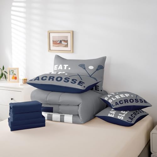 Image of Feelyou Lacrosse Comforter Set Full Size 7 Piece for Kids Adults