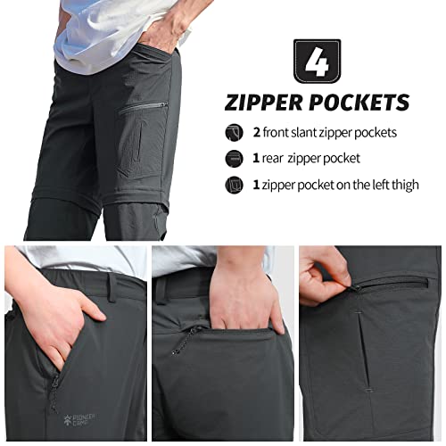 Pioneer Camp Men's Outdoor Convertible Hiking Pants Waterproof Quick Dry Fishing Pant Zip Off Work Trousers（Grey,L） #TOP4