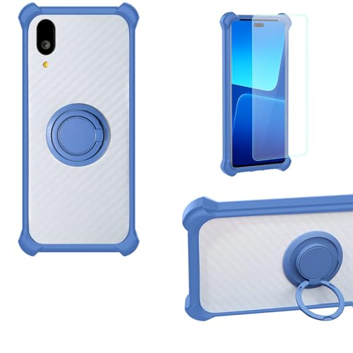 jioeuinly Case Compatible for Sharp Basio Active2 Phone Case Cover PC backplane + Silicone Soft Frame Cover [360 Metal Ring, Magnetic Car Mount] CSKB-LAN
