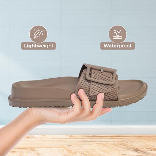 Image of YOHO Grape Sliders for Women & Girls | Stylish,Cushioned, Lightweight Slides & Waterproof Flip Flops | Adjustable Buckle | Comfortable Monsoon Footwear