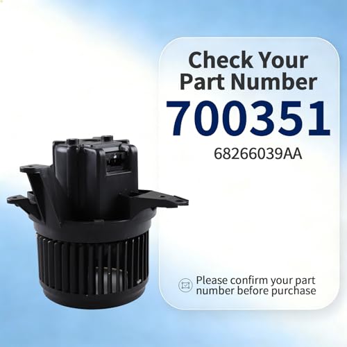 Image of HVAC Blower Motor with Fan Assembly - Compatible with Compass 2017-2021, Renegade 2015-2023 - Front Air Conditioning Heater Fan - 700351 68266039AA