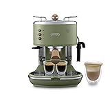 De'Longhi Icona Vintage ECOV311.GR Macchina da Caffè Espresso Manuale e Cappuccino, Caffè in Polvere o in Cialde E.S.E., 1100 W, Verde