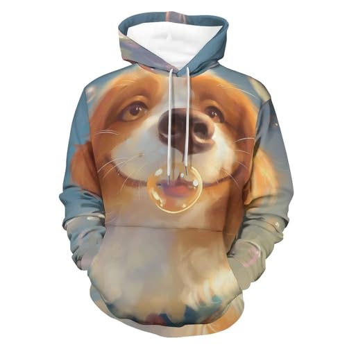 Sweat à capuche Chien Mignon avec manches longues pour homme et femme taille S