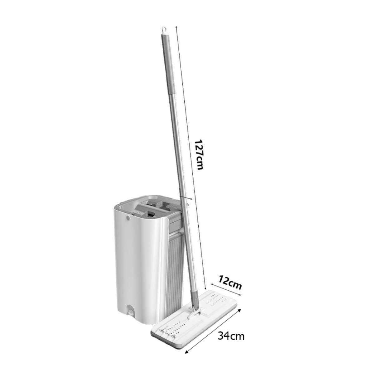 Juego de Trapeador Limpio Cubo, Acero Inoxidable, Plata | Paño de Microfibra de Repuesto, Asa Portátil Integrada, Rotación Flexible para Suelo y Habitación