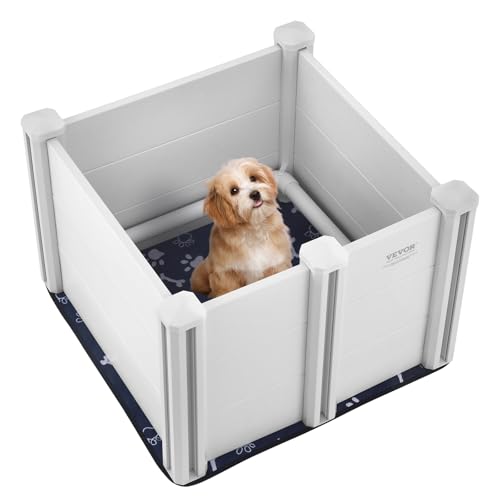 VEVOR Whelping Box for Dogs 283 x 283 x 181in Whelping Box for Puppies Whelping Pen for Puppies Dog Birthing Box with Rails and Washable Pee Pad Whelping Box for Small Breed Dogs White