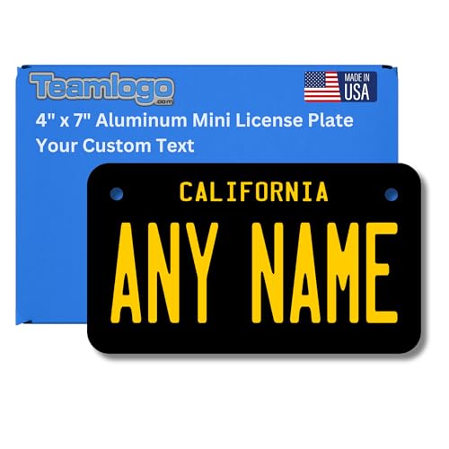 TEAMLOGO - Personalized California License Plate - Custom Aluminum Name, Text, Number Plate - Customized License Golf Cart Accessories, ATVs, Mini Bikes and Motorcycles - USA-Made Quality (4