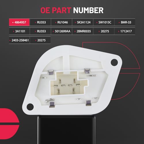 Image of BDFHYK 4864957 HVAC Blower Motor Resistor Compatible with Jeep 1997-2001 Cherokee，1997-2006 TJ，1997-2006 Wrangler Blower Control Module Replacement for RU353 RU1046 3A1101