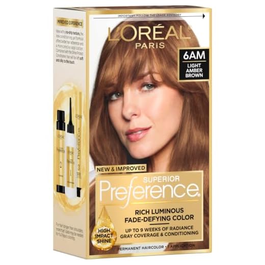 L'Oreal Paris Superior Preference Fade-Defying + Shine Permanent Hair Color, 6AM Light Amber Brown, Pack of 1, Hair Dye