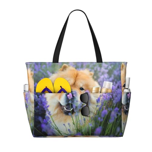 Sac à bandoulière Chow-Chow moelleux idéal pour vos journées de détente à la plage