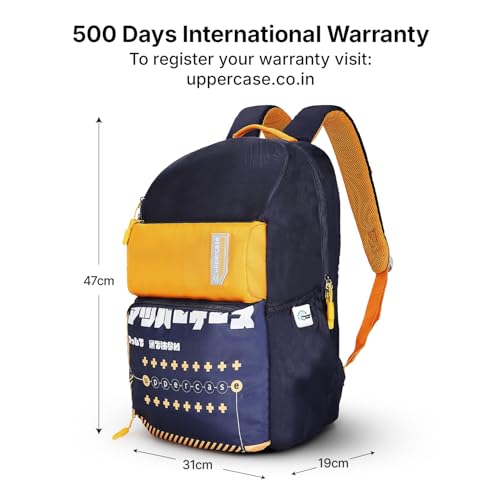 Image of uppercase Campus School Backpack | Well-Padded, Double Compartment with File Sleeve, Organizers, Side Bottle Pocket | For Boys & Girls | 500 Days Warranty