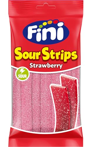 Fini Lenguas de Fresa | Cintas de Regaliz Cubiertas de Pica | Bolsa de 125 gr.
