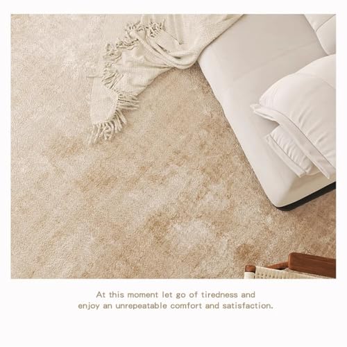 Tapis de Salon Extra Large Doux Confortable Rayures Crème YHT012