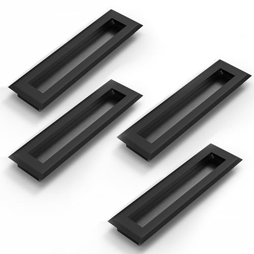 Image of Plantex Sliding Door Handle /Concealed Handle for Sliding Door /160mm Concealed Handle for Wardrobe /Kitchen Cabinet - Pack of 4 (Black)