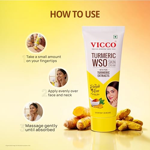 Image of Vicco Turmeric WSO Cream | Ayurvedic skin repair cream | Daily skincare for glowing skin I Fights Pimple & Acne | 15gm | Pack of 2