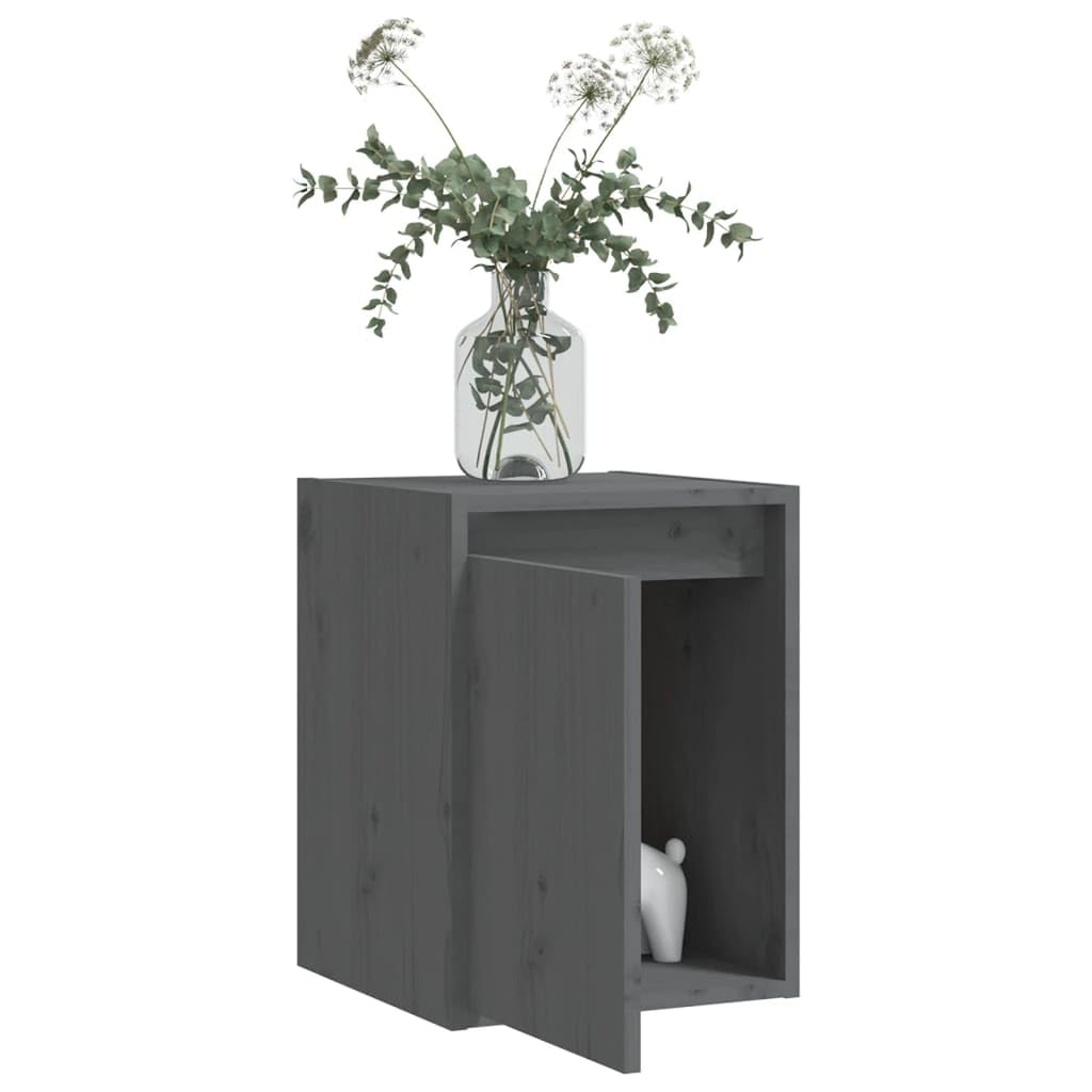 Massivholz Kiefer Wandschränke 2 STK. Grau 30x30x40 cm, Hängeschrank als TV-Schrank nutzbar, dekorativer Schwebeschrank für Bücher und Ornamente, pflegeleicht mit feuchtem Tuch