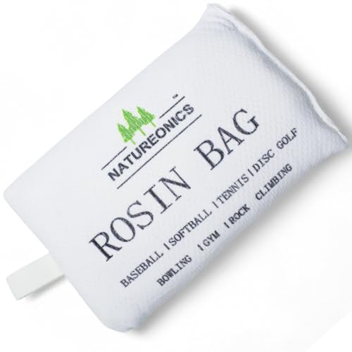 Natureonics Rosin Bag for Improved Grip, Baseball, Softball, Tennis, Disc Golf, Bowling, Gym, Rock Climbing - 5.3 Oz, White, 5.12 x 3.4 Inches