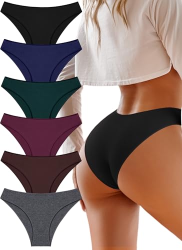 UNDER THE SEA Cotton Underwear for Women 6 Pack Sexy Bikini High Cut Breathbale Cheeky Panties Underwear Womens Lingerie