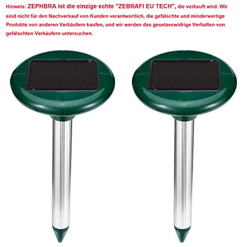 Preisvergleich Produktbild ZEPHBRA 2 Stück Solar Maulwurfabwehr,Ultrasonic Solar Maulwurfschreck,Mole Repellent, Maulwurfbekämpfung, Schädlingsbekämpfung mit IP56 für Den Garten (Grün)