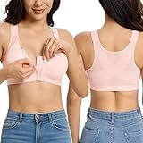 Lemorosy Women's Full Coverage Front Closure Posture Back Unpadded Wirefree Everyday Bra -Comfort and Double Support (36C, Pure Pink)