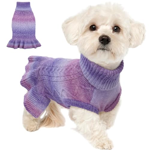 Lelepet-Large-Dog-Sweaters-Dog-Sweaters-for-Large-Dogs-for-Girls-Christmas-Dog-Sweater-Dress-Pullover-Dog-Knitwear-Cable-Knit-Warm-Dog-Dress-Puppy-Fall-Pet-SweaterDachshund-Shih-Tzu-L-Purple