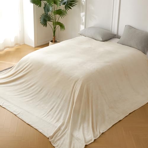 COOVA Oversized King Fleece Blanket 120x120 inches, Soft Cozy Warm Giant Extra Large 10'x10' Blanket for Bed, Sofa, Couch,Travel, Camping, California Huge Flannel Big Throw Blanket, Beige