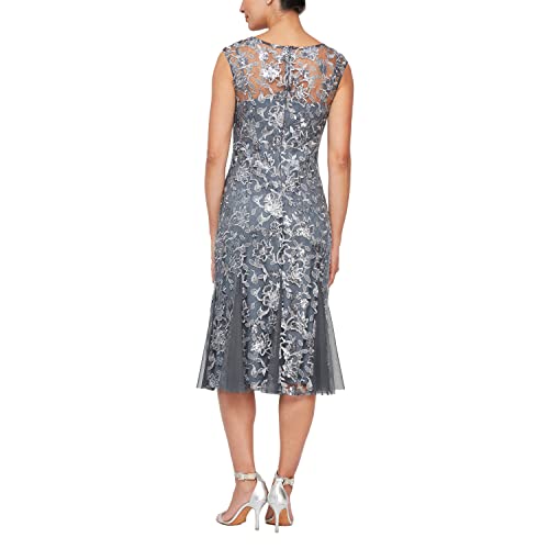 Image of Alex Evenings Women's Short Embroidered Cocktail Dress, Wedding Guest (Petite and Regular Sizes)