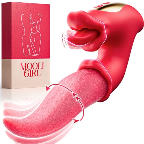 MOOLIGIRL Tongue Toy for Women - 3 in 1 Tongue Vibrator Women Sex Toys G Spot Vibrator with 10 Swinging & Vibration & Licking Modes, Female Sex Toys Thrusting Vibrator Adult Toys for Couples Sex Toy