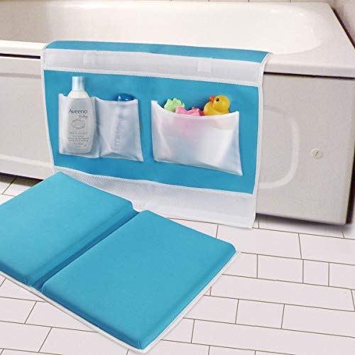 Bath Kneeler with Elbow Rest Bathtub 1.5" Thick Kneeler Mat with Toy Organizer