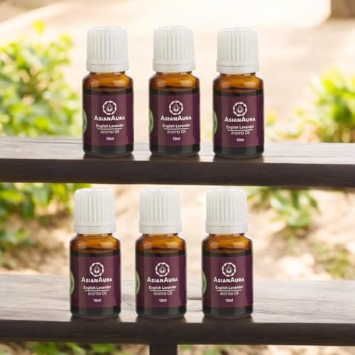 Image of ASIAN AURA Ceramic Aroma Diffuser Oil Set (10ml Each) Pack of 6| Home Fragrance & Aromatherapy | Meditation /Yoga (60 Ml, Lavender)