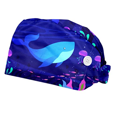 Chapeaux de travail respirants JDEZ motif baleine bleue lot de 2