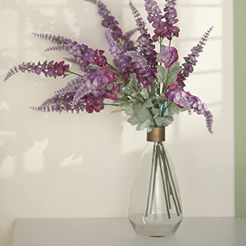 Tableclothsfactory 2 Bushes | 34" Lavender Artificial Foxglove Orchid Flower Bouquet Stem – Silk Flower Branch Spray - Ideal For Tabletops, Office Desk, Windowsills, Hallways, Dressers, Coffee Tables #TOP3