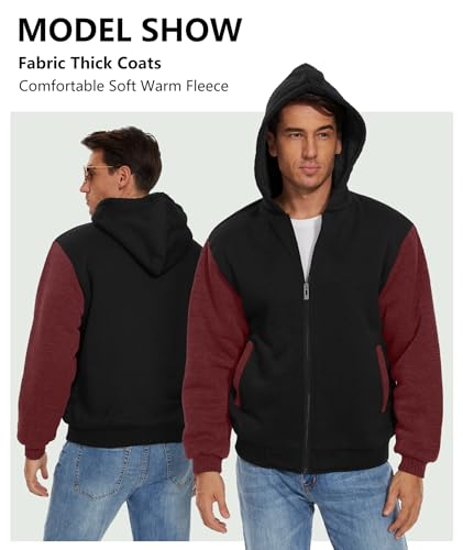 Image of SWISSWELL Men Zip Up Hoodies Sherpa Lined Jacket Heavyweight Fleece Sweatshirt Winter Warm Hooded Coat