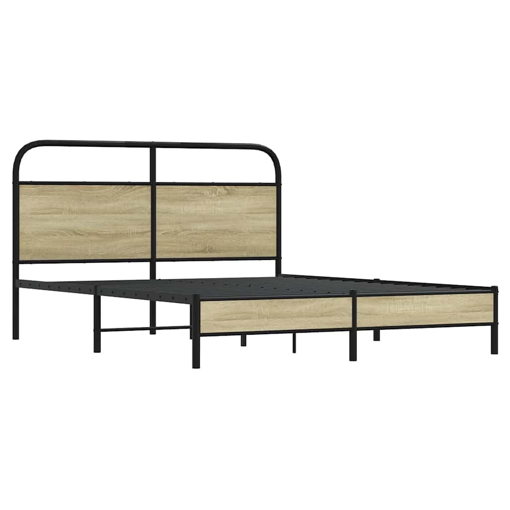 ShGaxin Podgrzewacz bez materaca dębowego Sonoma 160 x 200 cm, z płyty wiórowej, fotelika dziecięcego, struktury łóżka, klasyczna, elegancka, solidna rama łóżka-4100413