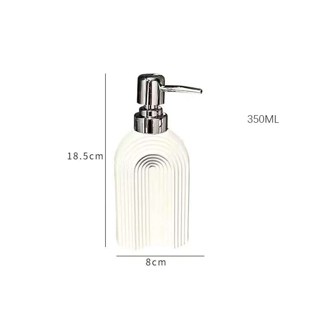 Dispenser di Sapone in Ceramica con Pompa, flacone Dispenser for lozione dal Design Semplice, Dispenser di Sapone Liquido Ricaricabile for Cucina, Bagno, Toilette(Silver)