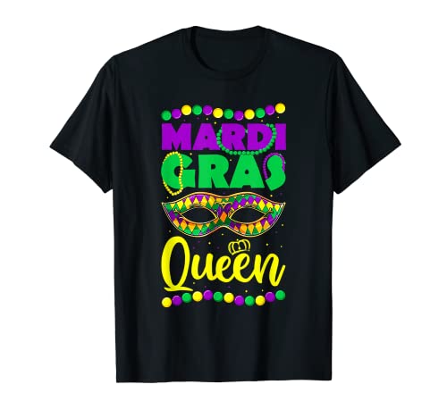 Mardi Gras Queen Crown Mask Shirt, Kids Girls Adults Women T-Shirt
