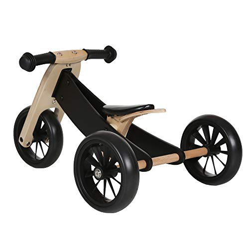 Bandits & Angels Smart Bike Laufrad Holz 4-in-1 Schwarz ab 1 Jahr – Für Jungen und Mädchen – Laufrad aus Holz – Umkehrbar in Dreirad und Zweirad – Verstellbarer Sattel – Bild 3